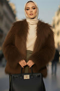 Double-breasted Fur Coat Bitter Brown