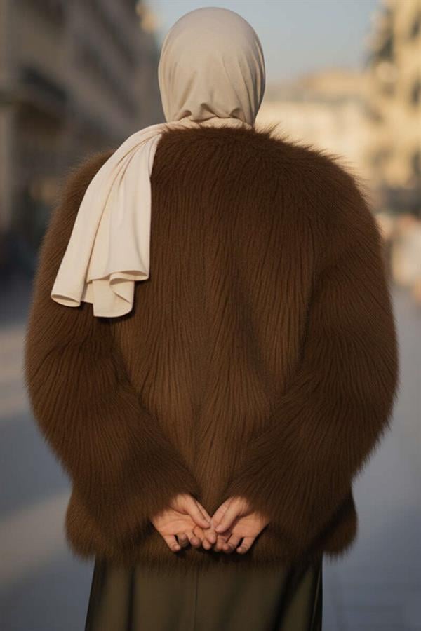 Double-breasted Fur Coat Bitter Brown