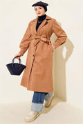 Double-Breasted Belted Lined Cashmere Coat in Smoke