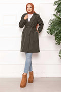 Double-Breasted Belted Relax Trench Coat Khaki
