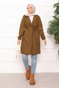 Double-Breasted Belted Relax Trench Coat in Tan