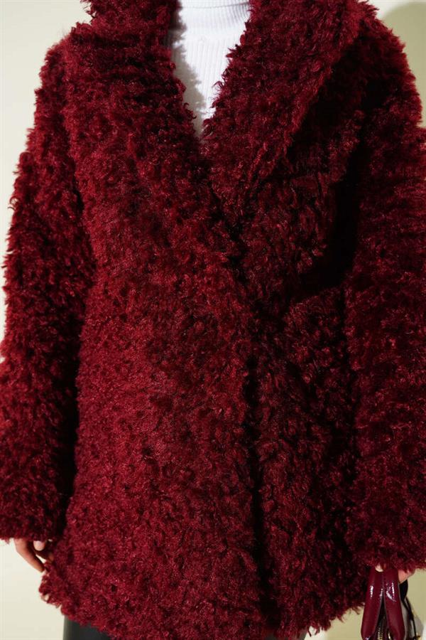 Double Breasted Lamb Coat Claret Red