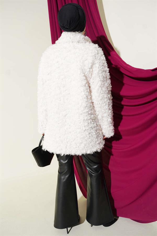 Double Breasted Lamb Coat Ecru