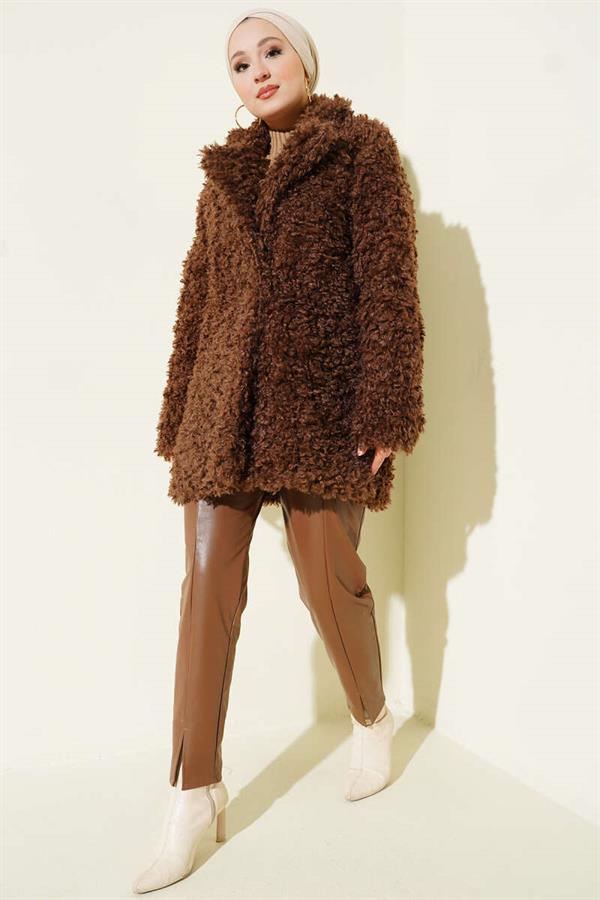 Double Breasted Lamb Coat Brown