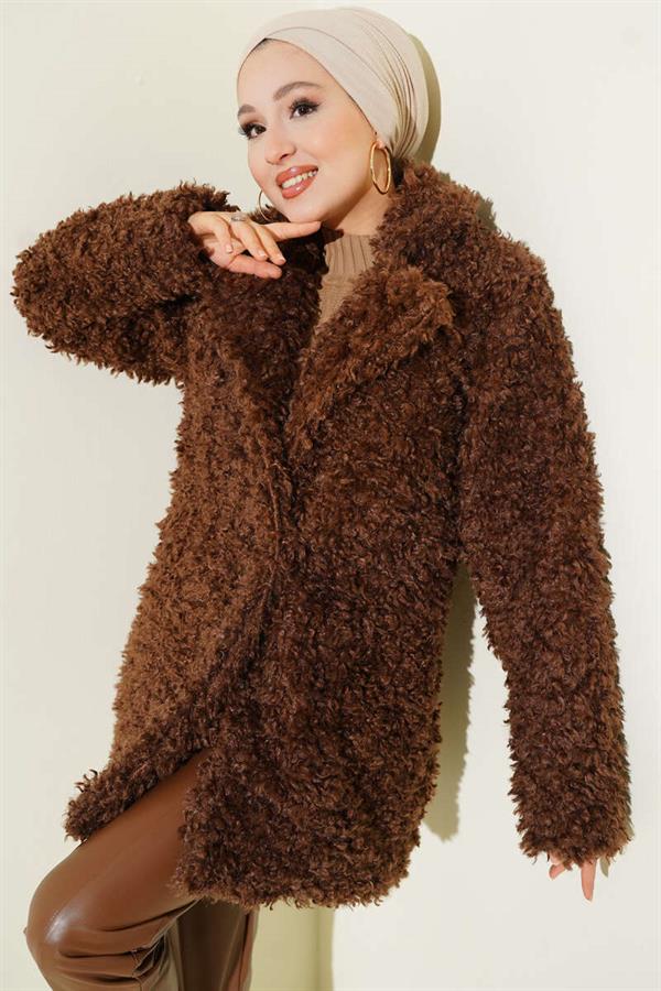 Double Breasted Lamb Coat Brown