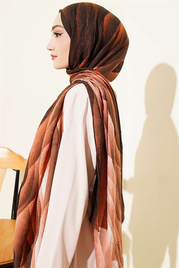Dune Gradient Pattern Liva Modal Crush Shawl Camel