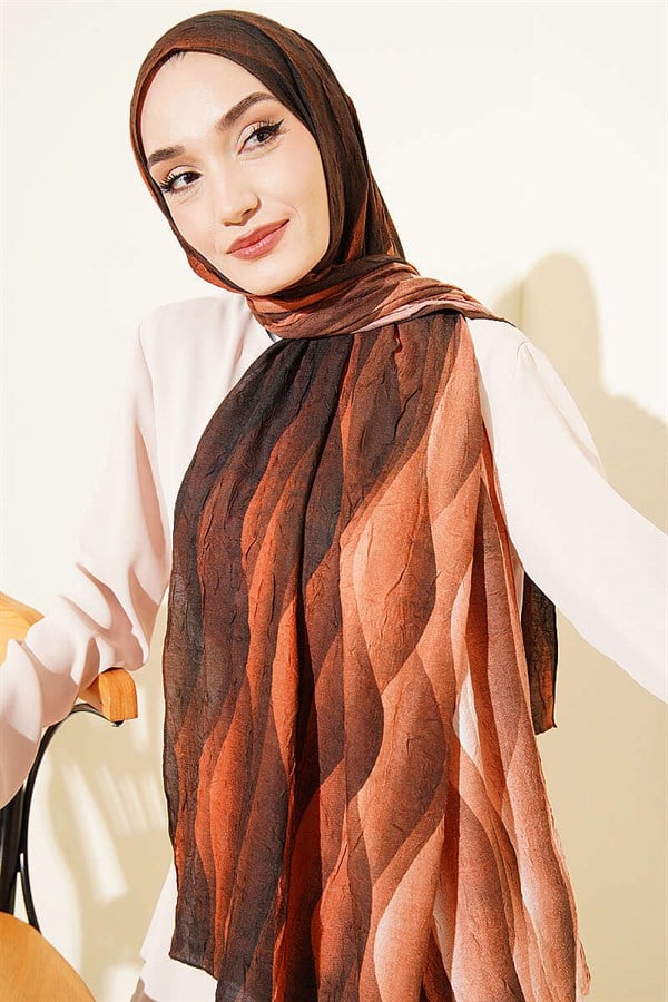 Dune Gradient Pattern Liva Modal Crush Shawl Camel
