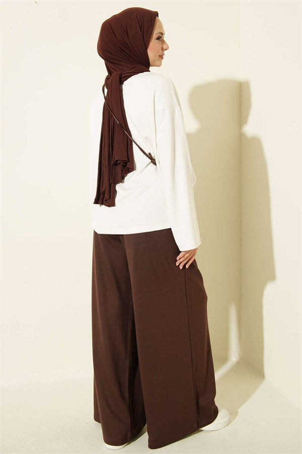 Ribbon Printed Loisha 2 Piece Set, Coffee