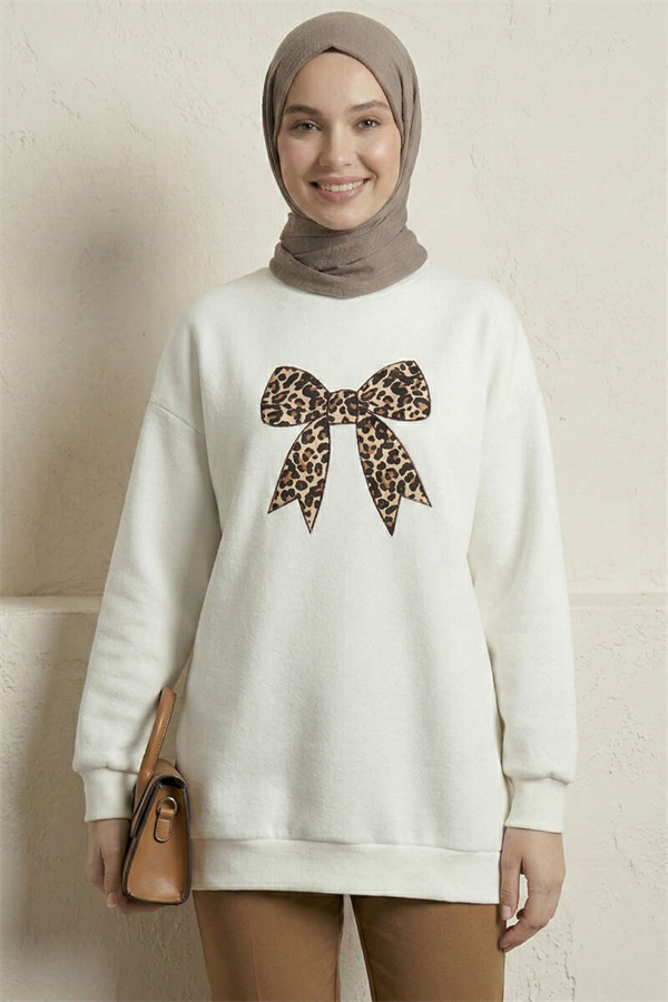 Ribbon Print Tunic, Ecru