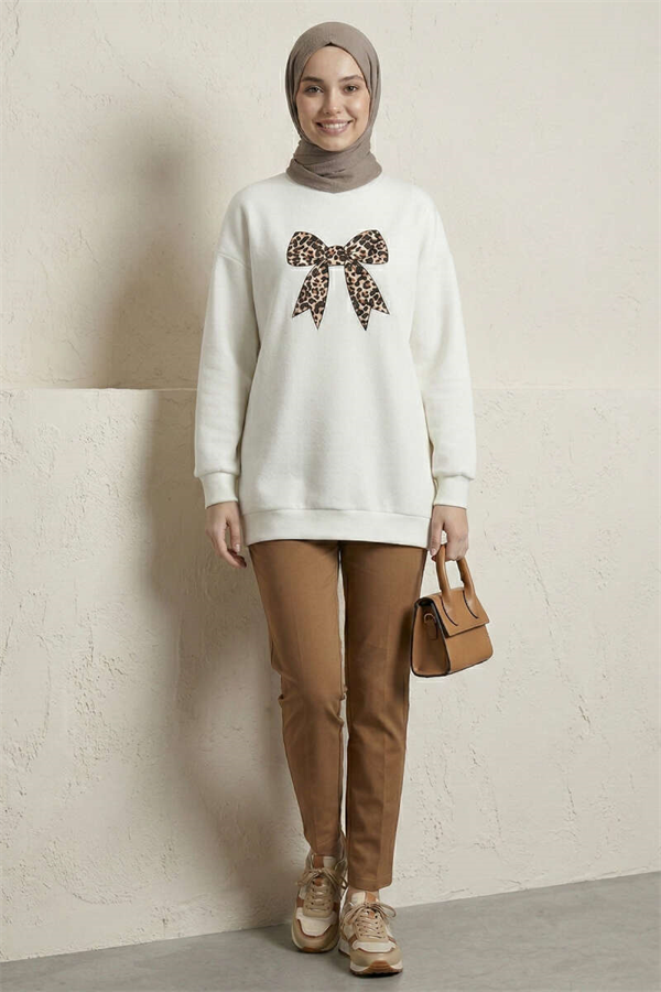 Ribbon Print Tunic, Ecru