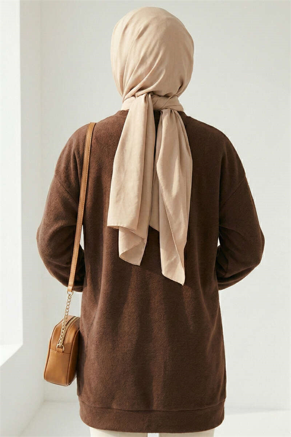 Ribbon Print Tunic, Brown