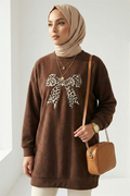 Ribbon Print Tunic, Brown