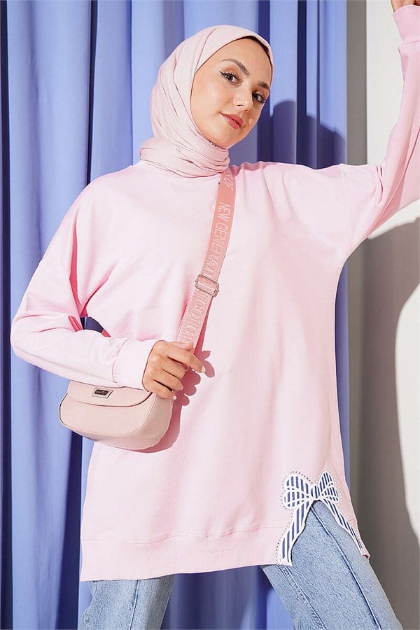 Pink Bicycle Collar Tunic with Ribbon Detail