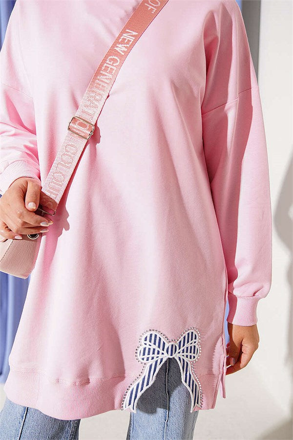 Pink Bicycle Collar Tunic with Ribbon Detail