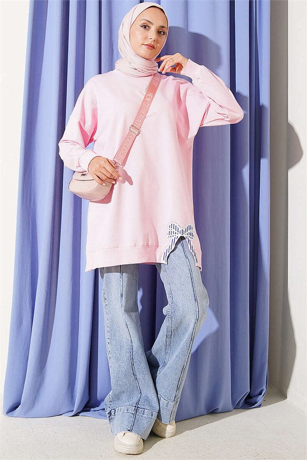 Pink Bicycle Collar Tunic with Ribbon Detail