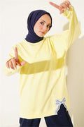 Ribbon Detail Crew Neck Tunic Yellow