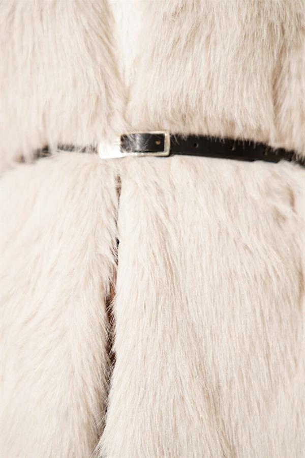Fur Belted Vest Beige
