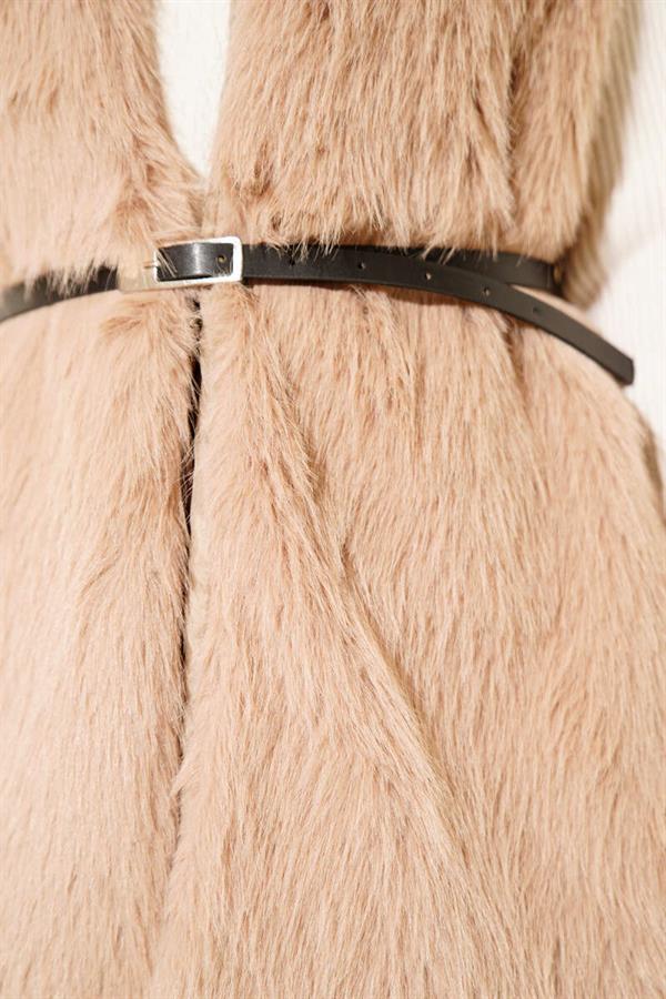Fur Belted Vest Camel