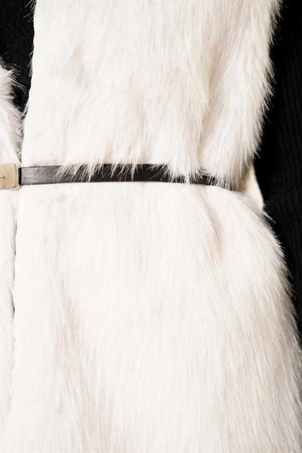 Fur Belted Vest Stone
