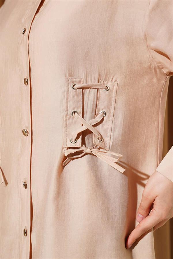 Eyelet Detailed Tunic 2 Piece Set Camel