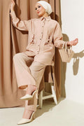 Eyelet Detailed Tunic 2 Piece Set Camel