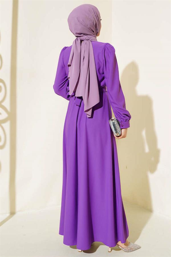 Violet Dress with Stone Belt