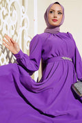 Violet Dress with Stone Belt