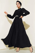 Stone Belted Dress Black