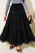 Belted Lace Skirt, Black