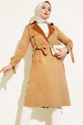 Belted Arabboy Suede Trench Coat Biscuit