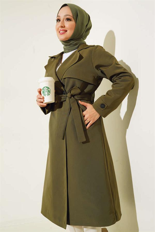 Belted Arabboy Trench Coat Khaki