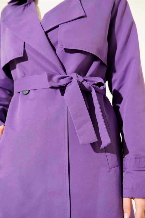 Belted Arabboy Trench Coat Purple