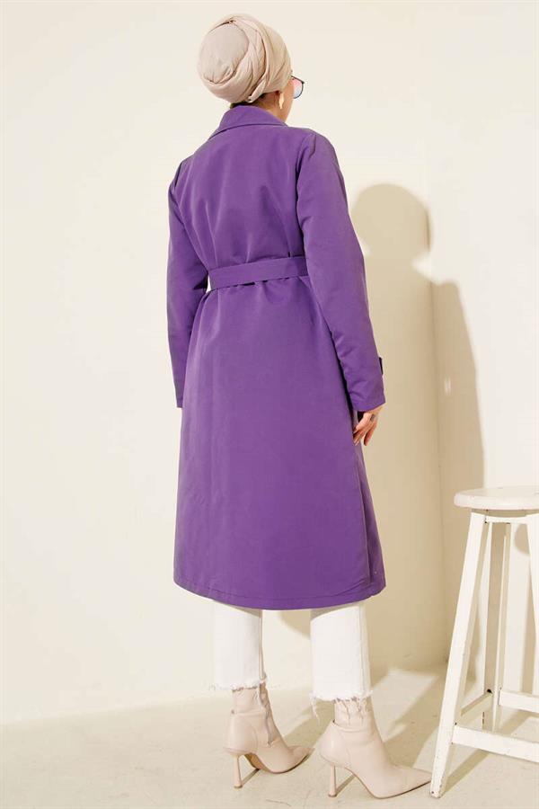 Belted Arabboy Trench Coat Purple