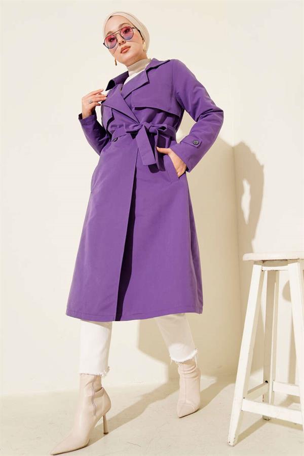 Belted Arabboy Trench Coat Purple