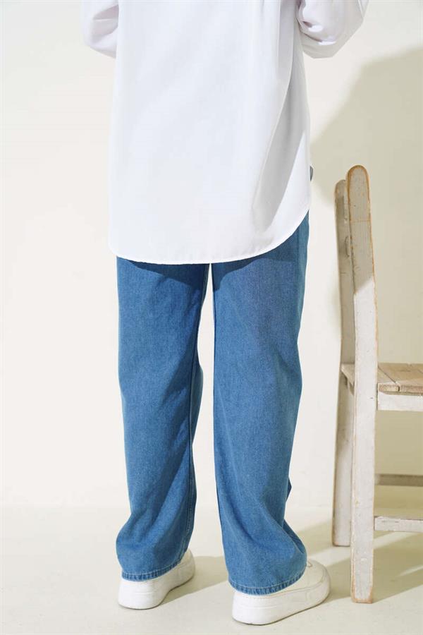 Belted Waist Elastic Jeans Trousers Jeans
