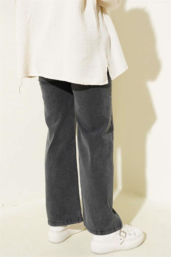 Belted Waist Elastic Jeans Smoke