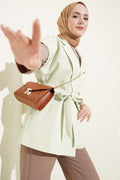 Belted Blazer Vest, Light Green