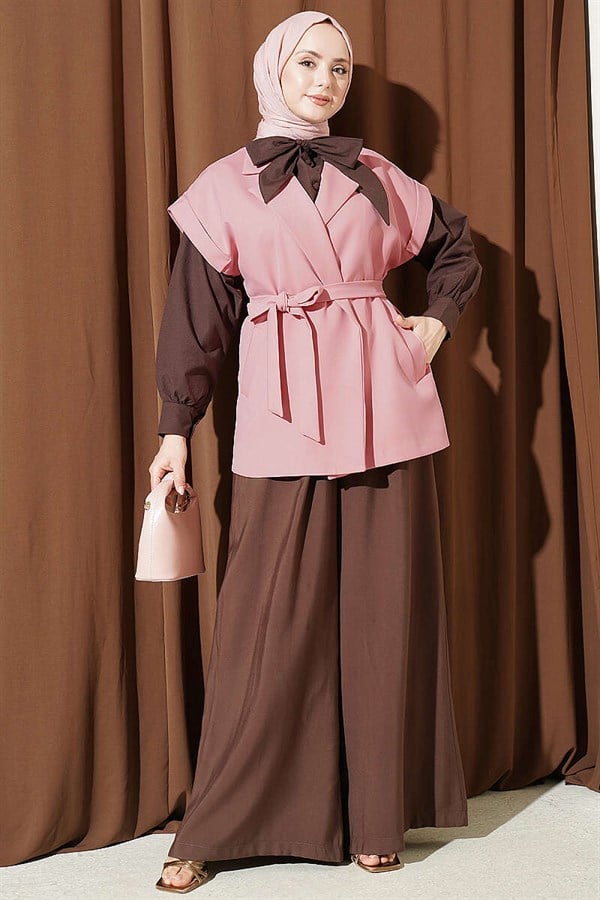 Belted Blazer Vest Powder Pink