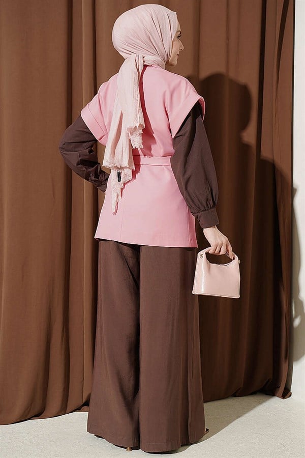 Belted Blazer Vest Powder Pink