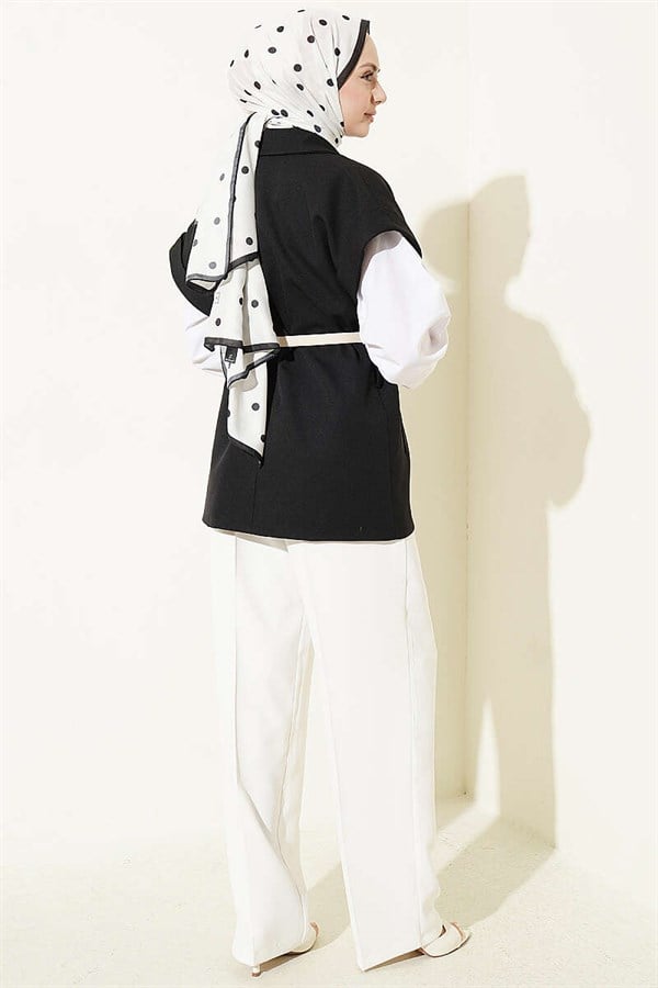 Belted Blazer Vest Black