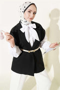 Belted Blazer Vest Black