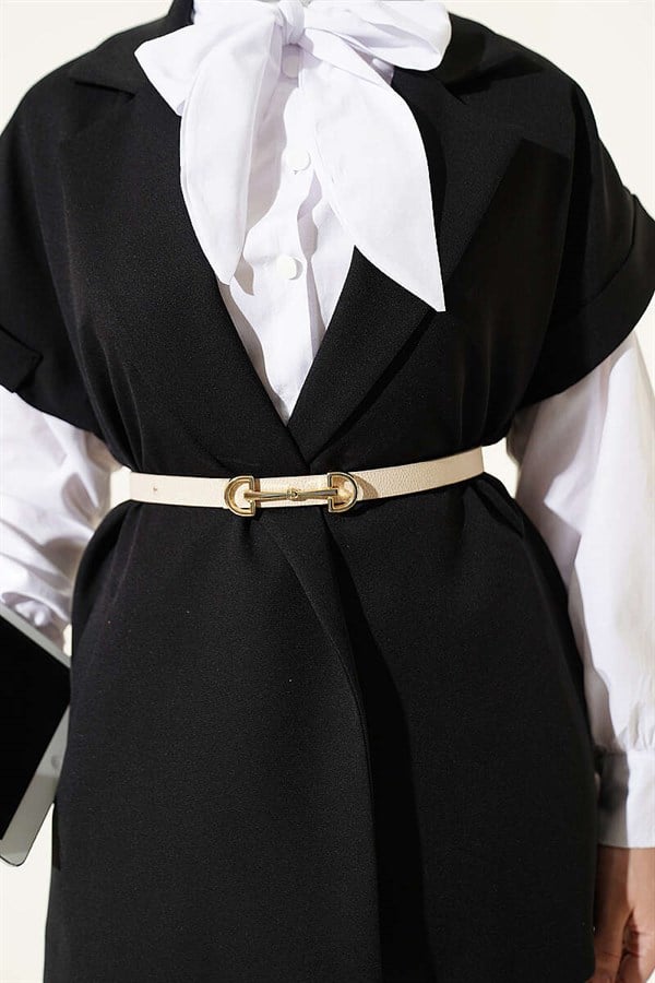 Belted Blazer Vest Black