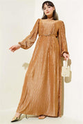 Belted Pleated Dress Latte