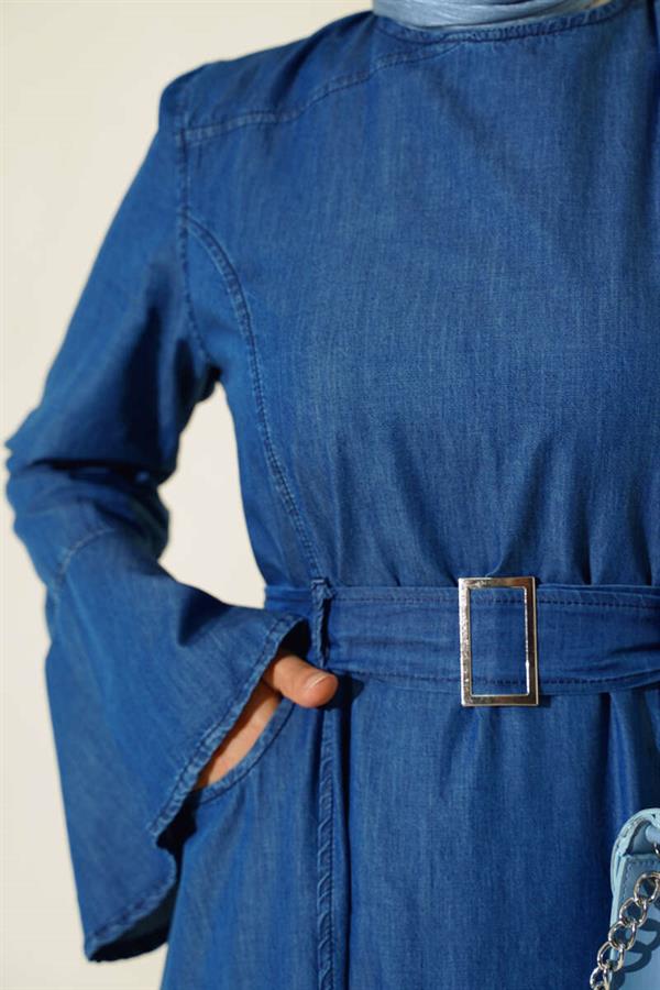 Belted Pocket Denim Dress Jeans