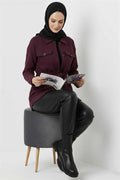 Belted Buttoned Cashmere Jacket Purple