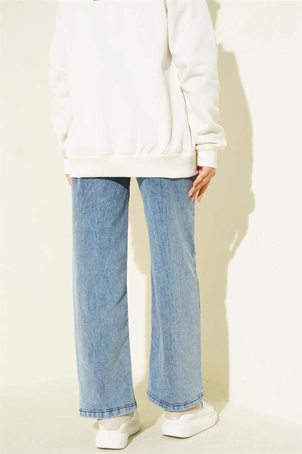 Belted Wide Leg Jeans Light Snow