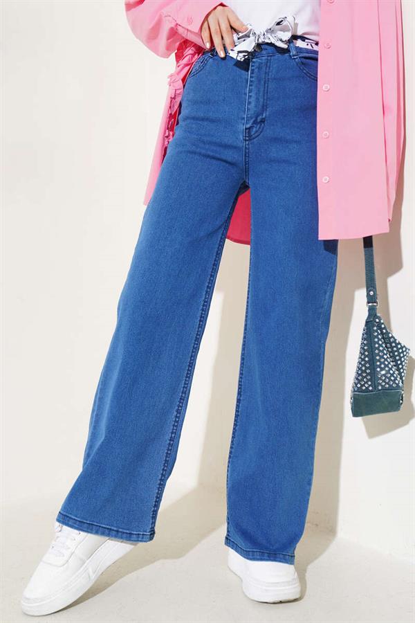 Belted Wide Leg Jeans Blue
