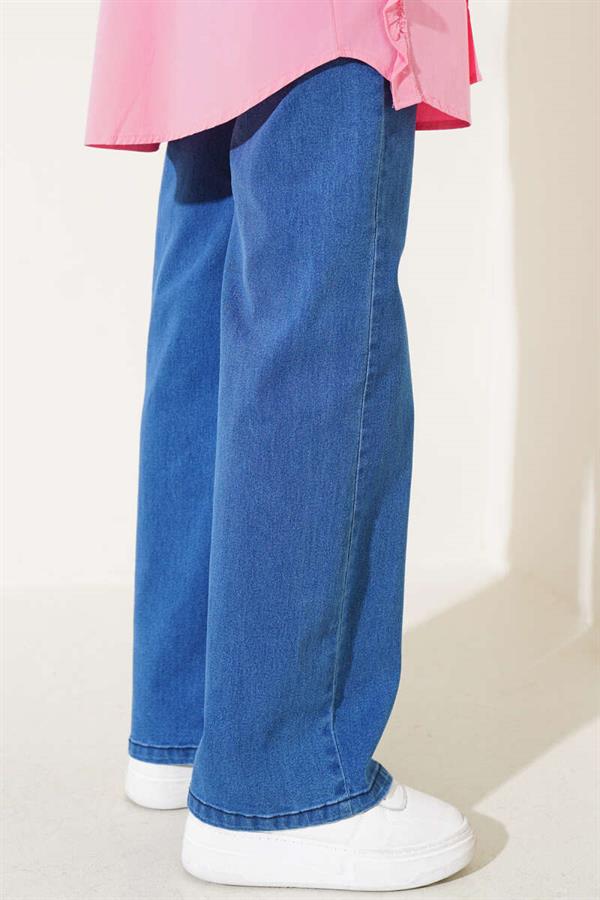 Belted Wide Leg Jeans Blue