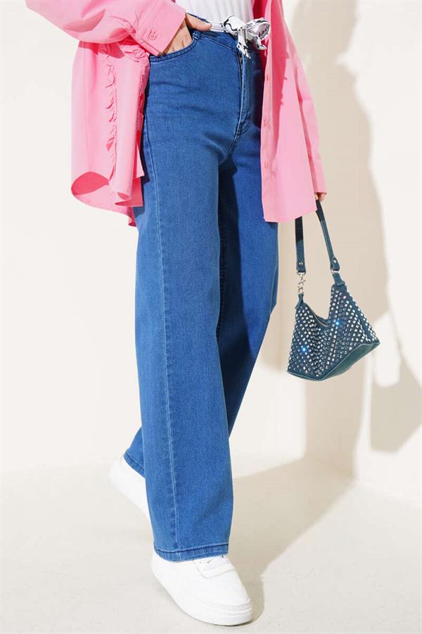 Belted Wide Leg Jeans Blue
