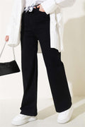 Belted Wide Leg Jeans Black